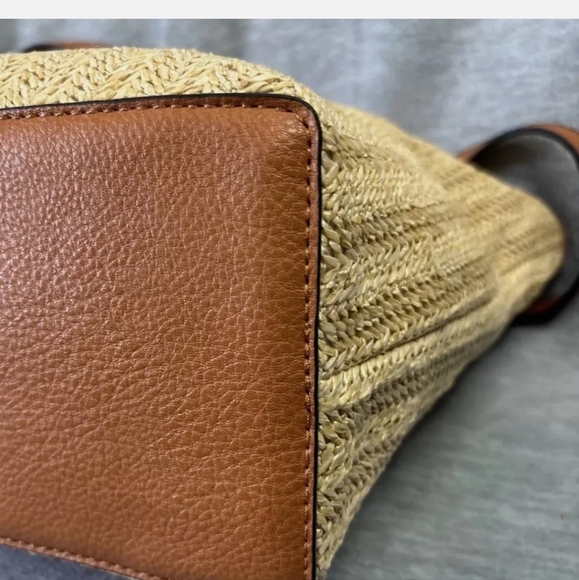 London Fog Alisa Jute Straw Tote Handbag - Picture 3 of 14